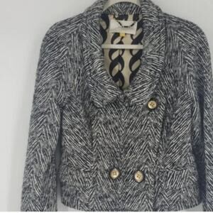 Anthropologie short military style black and white coat zebra print. Size 6.
